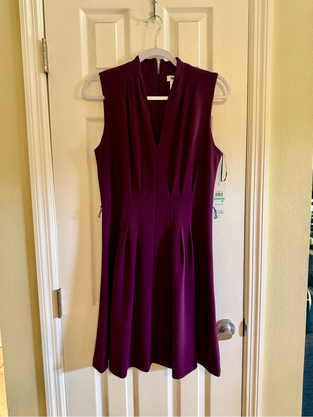 DKNY - Sleeveless V-Neck Plum Fit-and-Flare Dress